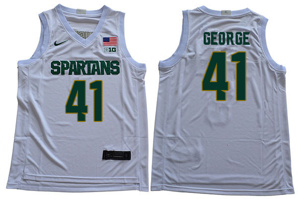 Men Michigan State Spartans #41 Conner George NCAA Nike Authentic White 2020 College Stitched Basketball Jersey WO41O24ZS